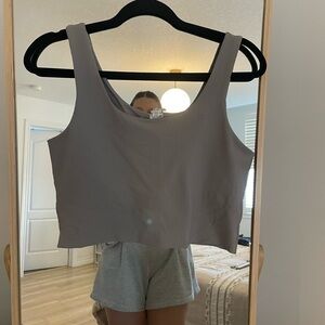 90 Degree By Reflex Light Gray Ribbed Cropped Top